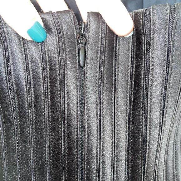 BCBGMaxAzria Black Corset Strapless Faux Leather Maxi Dress Size 0 - Picture 10 of 11